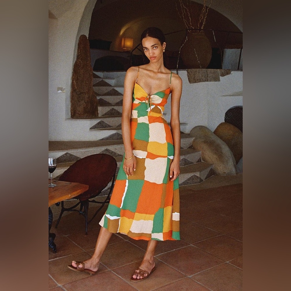 NEW Faithfull the Brand Tiempo Midi Printed Dress